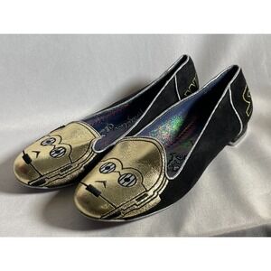 Disney Star Wars Irregular Choice C-3PO Gold Women's Flats Shoes Size 8.5 US